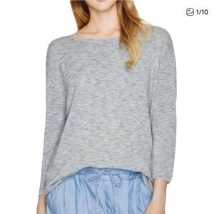 Aritzia Wilfred Blanchard  Linen Blend Ribbed Grey Sweater Size Small
